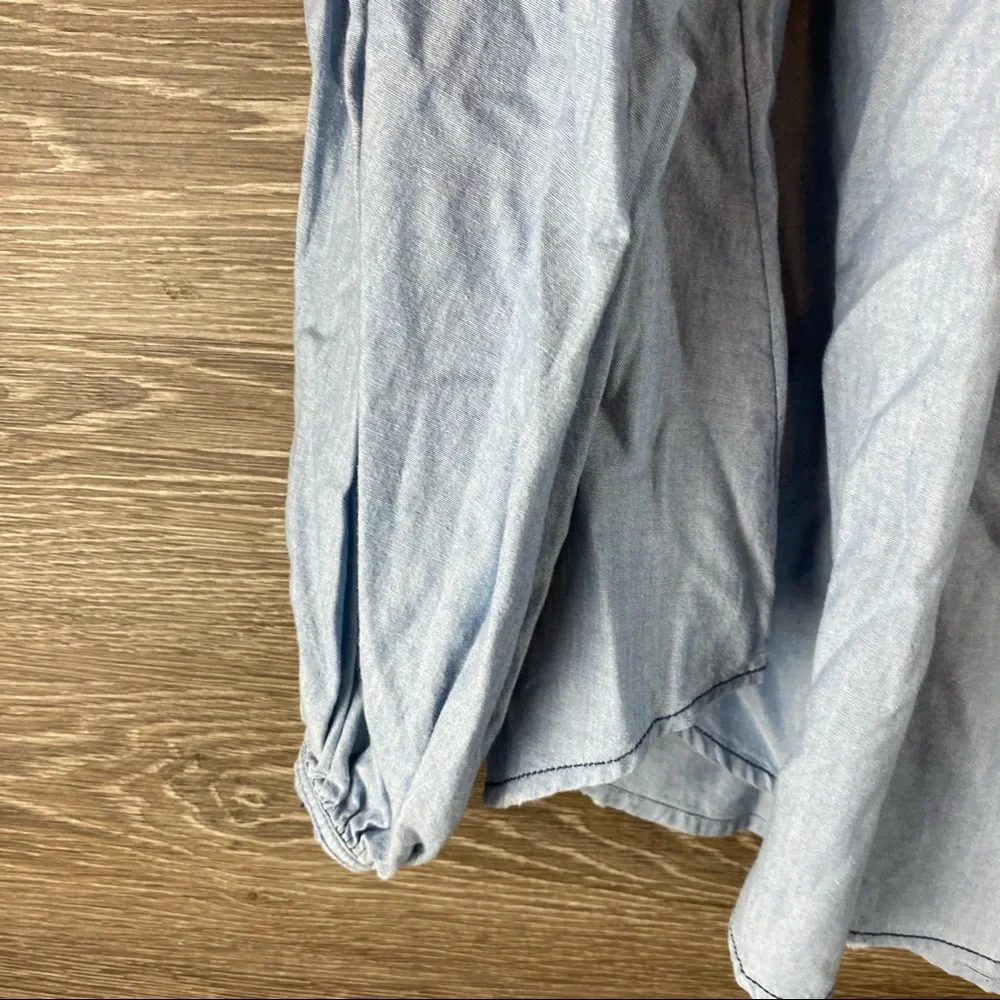 We the free blue raw hem button up - Picture 5 of 7